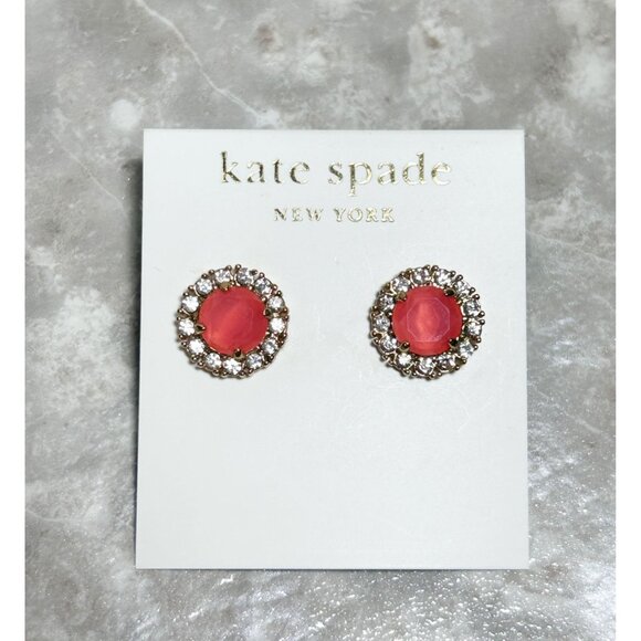 Kate Spade Secret Garden Pavé Stud Earrings in Pink - NWT - Picture 1 of 2